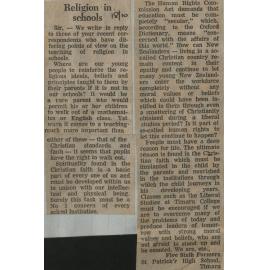 Letter to the Editor: Religion in schools