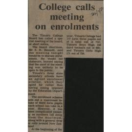 College calls meeting on enrolments