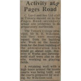 Activity at Pages Road