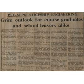 Pre-Apprentice Engineering: Grim outlook for course graduates and school-leavers alike