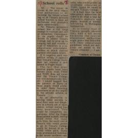 Letter to the Editor:  School Rolls