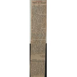 Letter to the Editor: Open or closed?