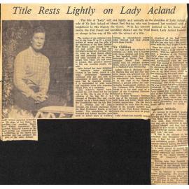 Title Rests Lightly on Lady Acland