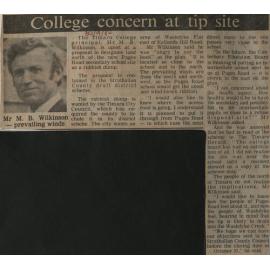 College concern at tip site