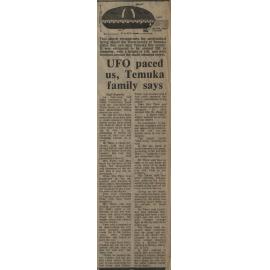 UFO paced us, Temuka family says