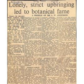 Lonely, strict upbringing led to botanical fame: A profile of Mr A W Anderson