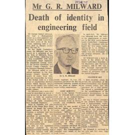 Mr G R Milward: Death of identity in engineering field