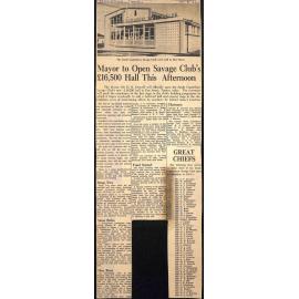 Mayor to Open Savage Club's £16,500 Hall This Afternoon