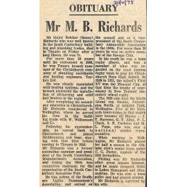Obituary: Mr M B Richards