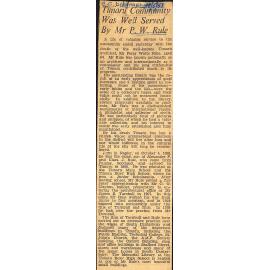 Timaru Community Was Well Served By Mr P W Rule