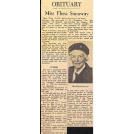 Obituary: Miss Flora Sunaway