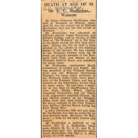 Death At Age of 83: Mr E C Studholme