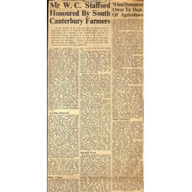 Mr W C Stafford Honoured By South Canterbury Farmers / What Dominion Owes To Dept Of Agriculture