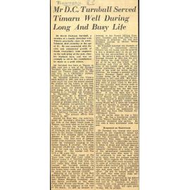 Mr D C Turnbull Served Timaru Well During Long And Busy Life