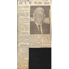 Dr T W Wylie dies