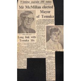 Winning margin 100 votes: Mr McMillan elected Mayor of Temuka