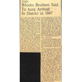 Rhodes Brothers Said To Have Arrived In District in 1847