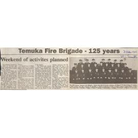 Temuka Fire Brigade - 125 Years, Weekend of activities planned
