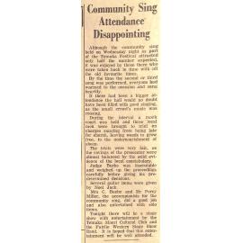 Community Sing Attendance Disappointing