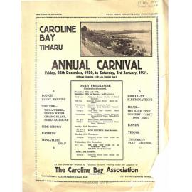 Caroline Bay Annual Carnival: Daily Programme 1930-31