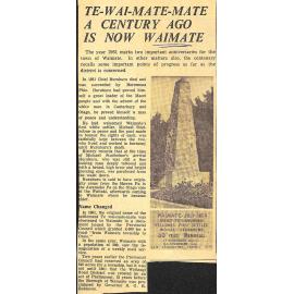 Te Wai-mate-mate A Century Ago Is Now Waimate