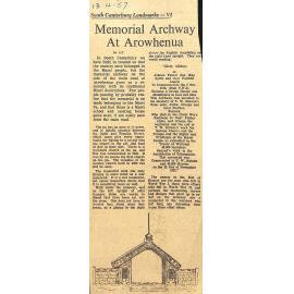 South Canterbury Landmarks - VI: Memorial Archway At Arowhenua