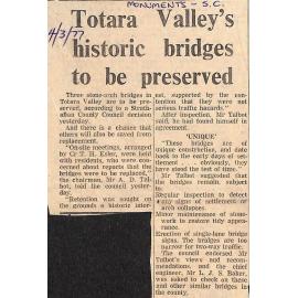 Totara Valley's historic bridges to be preserved