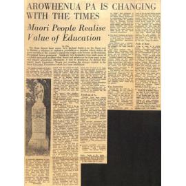 Arowhenua Pa Is Changing With The Times / Maori School Opened in 1895 / Rununga Resembles Borough Council / New Brick Homes Now Feature of Pa