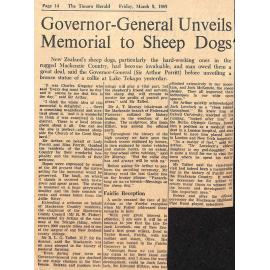 Governor-General Unveils Memorial to Sheep Dogs