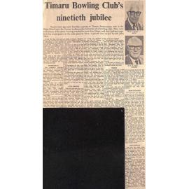 Timaru Bowling Club's ninetieth jubilee