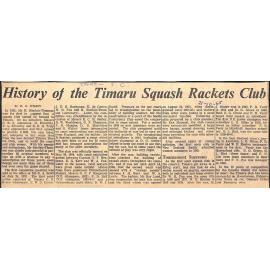 History of the Timaru Squash Rackets Club