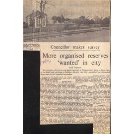 Councillor makes survey: More organised reserves 'wanted' in city