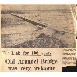Link for 106 years, Old Arundel Bridge was very welcome