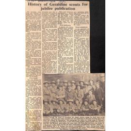 History of Geraldine scouts for jubilee publication