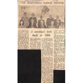 75th anniversary council meeting, a nostalgic look back to 1906