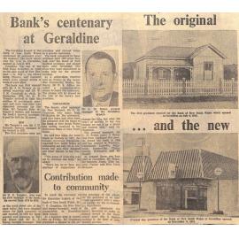Bank's centenary at Geraldine, The original… and the new