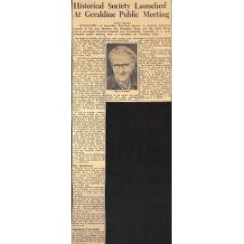 Historical Society Launched At Geraldine Public Meeting