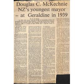 Douglas C McKechnie NZ's youngest mayor - at Geraldine in 1939