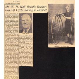 Mr W H Hall Recalls Earliest Days of Cycle Racing in District