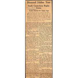 Diamond Jubilee Year, South Canterbury Rugby Union