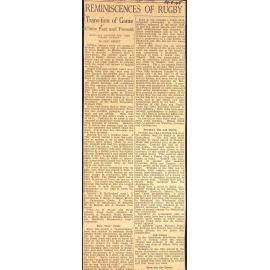 Reminiscences of Rugby: Transition of Game, Clubs Past and Present