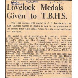 Lovelock Medals Given to TBHS