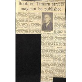 Book on Timaru streets may not be published