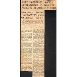 South Canterbury People's Loyal Address Of Welcome Produced In Artistic Manner