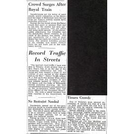 Crowd Surges After Royal Train / Record Traffic In Streets / No Restraint Needed / Timaru Crowds
