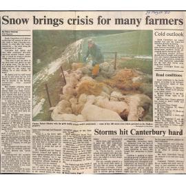 Snow brings crisis for many farmers / Storm hit Canterbury hard