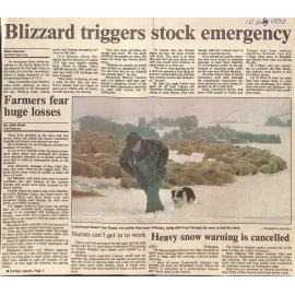 Blizzard triggers stock emergency / Farmers fear huge losses / Nurses can't get in to work