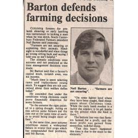 Barton defends farming decisions