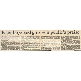 Paperboys and girls win public's praise