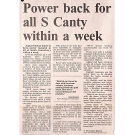 Power back for all S Canty within a week